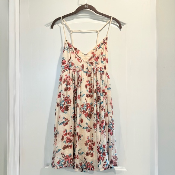 Hollister Dresses & Skirts - Hollister Women’s Medium Cream Floral Spaghetti Strap Mini Dress